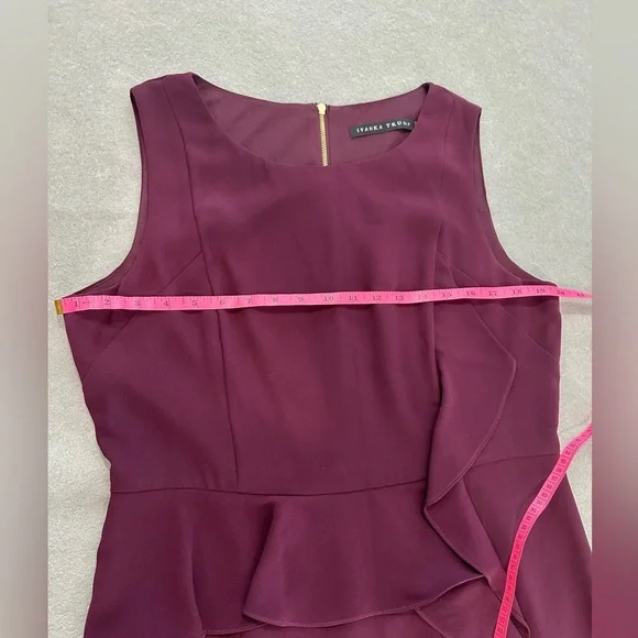 Ivanka Trump Bateau Neck Sleeveless Sheath Dress Purple Gold Accent Zipper Sz 14 - Picture 6 of 12